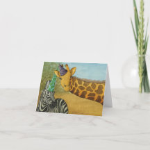Animaux de fête : Carte Giraffe/Zebra 4"x5.6"