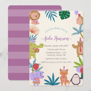 Animaux de fête Invitation de fête d'anniversaire