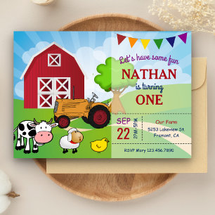 Animaux de la ferme   Carte d'invitation pour une 