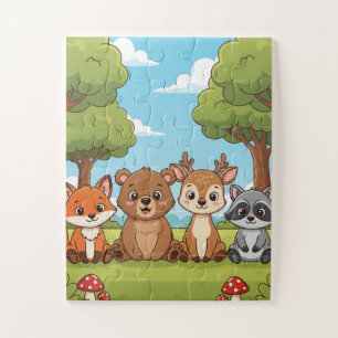 Animaux de la forêt Enfants Puzzle Renard Ours C