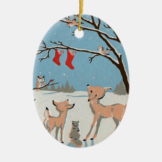 Animaux de la forêt Ornement de Noël personnalisé (Devant)