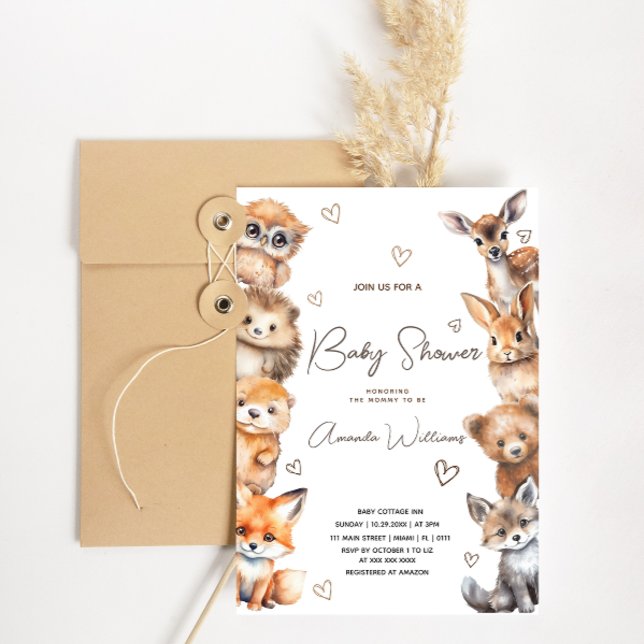 Animaux de la forêt thème Baby shower Invitation (Créateur téléchargé)