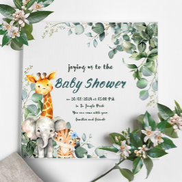 Animaux de la jungle Baby shower garçon Invitation