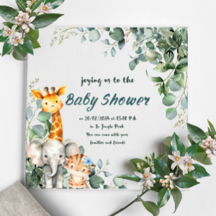 Animaux de la jungle Baby shower garçon Invitation