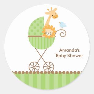 Animaux de la Jungle en Stickers Poussette Verte