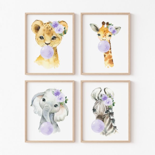 Animaux de la jungle, gomme à bulles violettes, Ne (Créateur téléchargé)