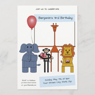 Animaux de la Jungle Invitation de fête d'annivers