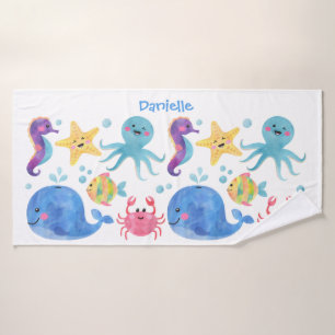animaux de mer, aquarelle animaux de mer, enfants 