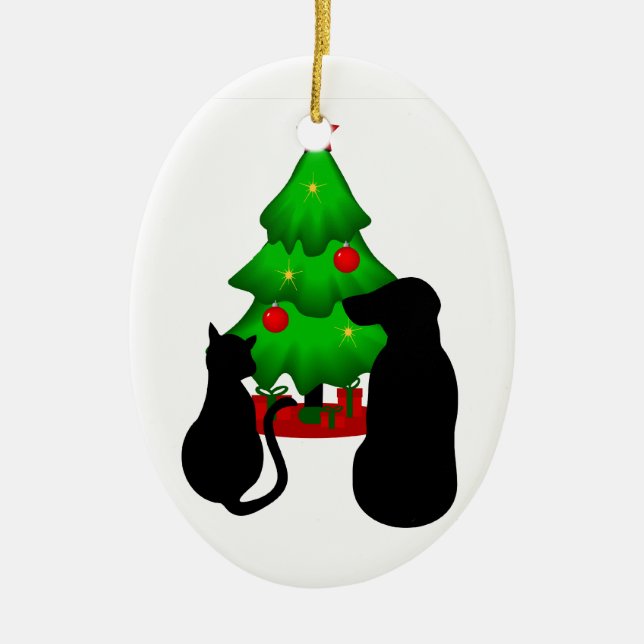 Animaux de Noël Chien et Chat Ornement (Devant)