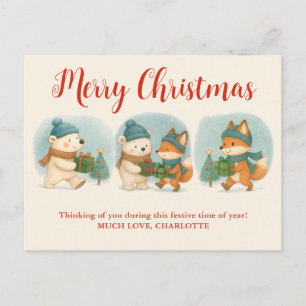 Animaux de Noël Cozy  Carte de vœux de vacances ad