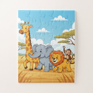 Animaux de Safari Enfants Puzzle | Éléphant Girafe