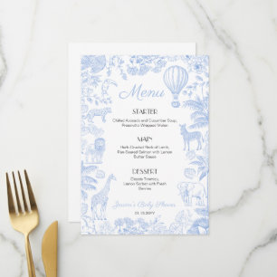 Animaux de Safari Toile de Jouy Menus de Baby Show