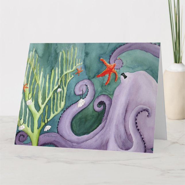 Animaux de vacances inhabituels : Carte Octopus 8. (Devant)