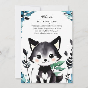 Animaux des bois 1er Invitation d'anniversaire