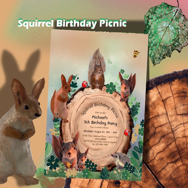 Animaux des bois 5e Invitation d'anniversaire (Woodland Animals 5th Birthday Invitation)