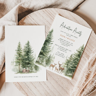 Animaux des bois Baby showers cerfs Invitation
