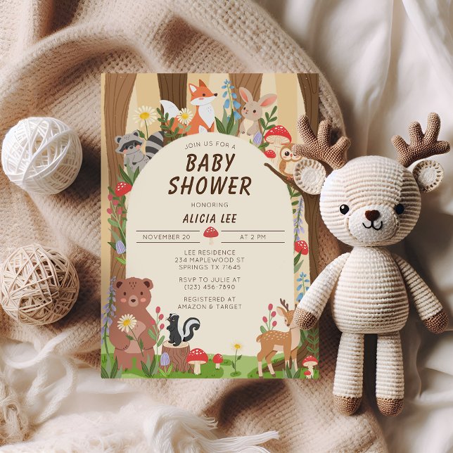 Animaux des bois Invitation au Baby shower foresti (Créateur téléchargé)