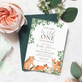 Animaux des bois Invitation Baby shower blanc