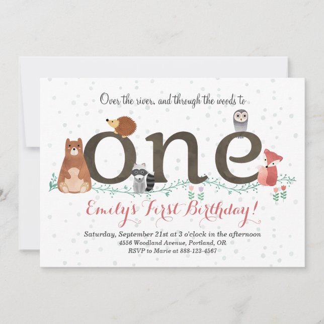 Animaux des bois Invitation d'anniversaire (Devant)