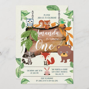 Animaux des bois Invitation d'anniversaire