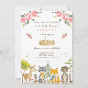 Animaux des bois Invitation d'anniversaire