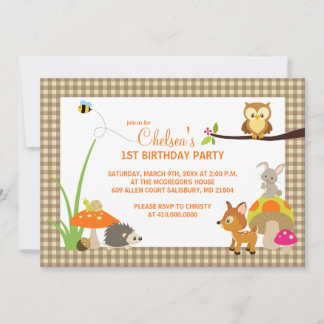 Animaux des bois Invitations d'anniversaire