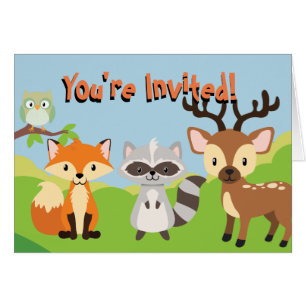 Animaux des bois Thème Anniversaire Carte d'invita