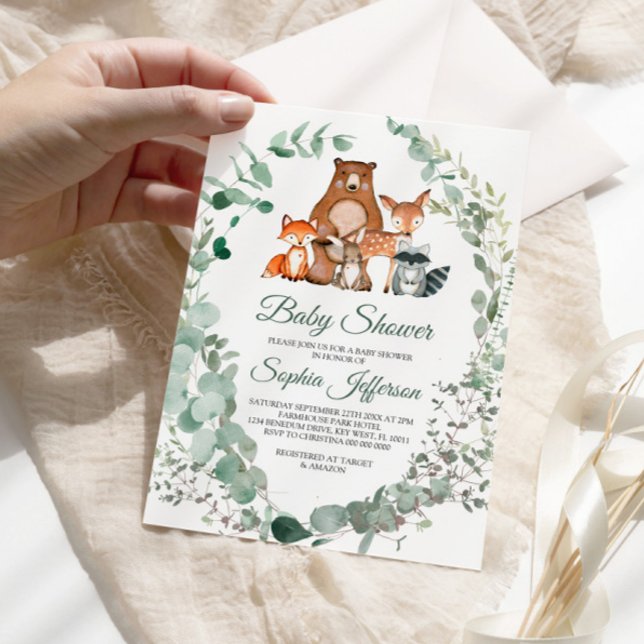 Animaux des bois Végétation Baby shower Invitation (Créateur téléchargé)