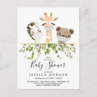 Animaux des bois Végétation Baby shower Invitation