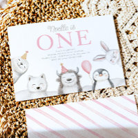 Animaux d'hiver 1er anniversaire Invitation