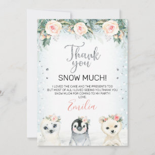 Animaux d'hiver et d'argent Carte de remerciements