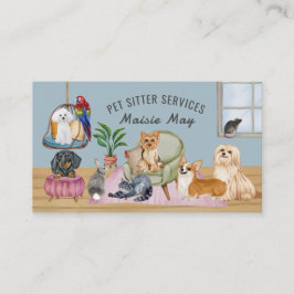 Animaux domestiques assis, Chien marchant, Carte d
