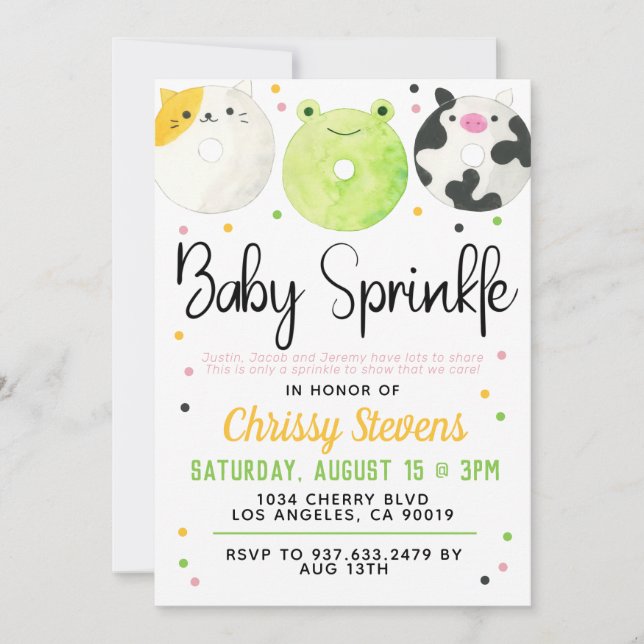 Animaux Donut Baby Sprinkw Douche Invitation (Devant)