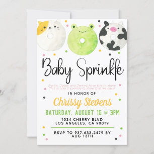 Animaux Donut Baby Sprinkw Douche Invitation