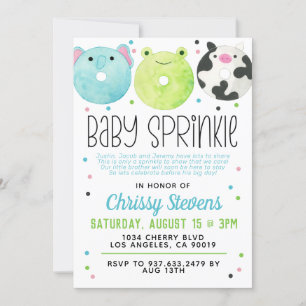 Animaux Donut Baby Sprinkw Douche Invitation
