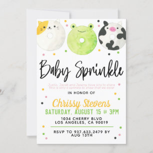 Animaux Donut Baby Sprinkw Douche Invitation