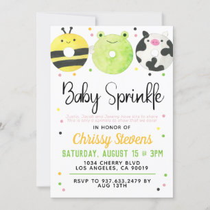 Animaux Donut Baby Sprinkw Douche Invitation