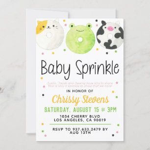 Animaux Donut Baby Sprinkw Douche Invitation
