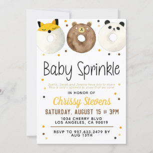 Animaux Donut Baby Sprinkw Douche Invitation
