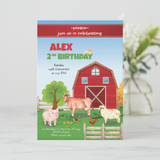 Animaux Ferme Invitation Anniversaire Barnyard Ann