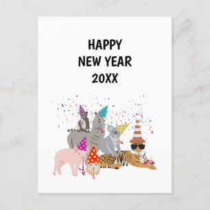 Animaux Fête - Animaux Vacances Carte Nouvel An