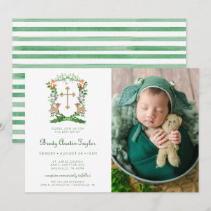 Animaux forestiers Crest Photo Baptême Invitation