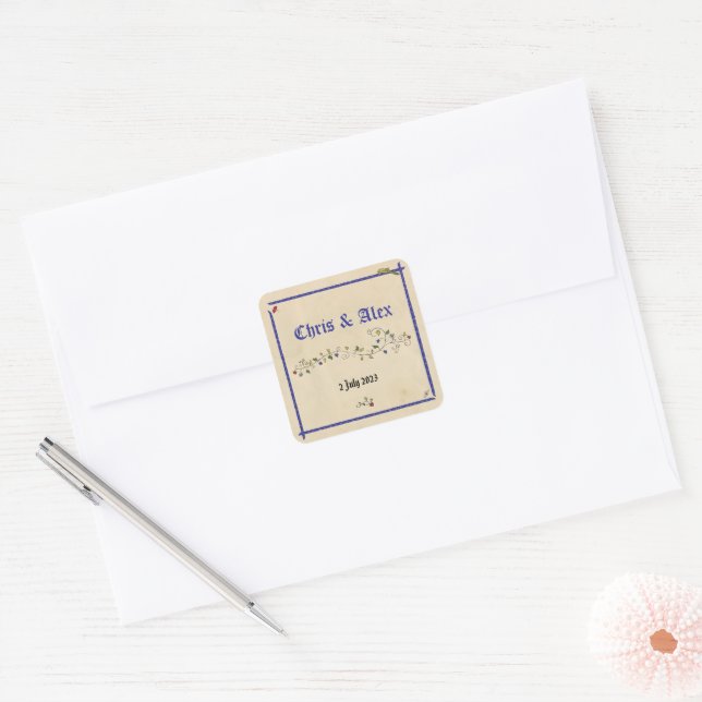 Animaux médiévaux Autocollants de mariage carré (Enveloppe)