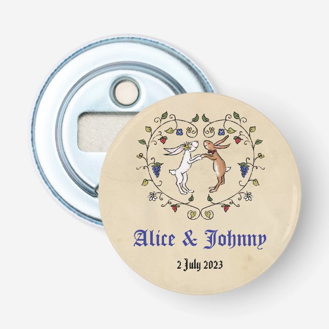 Animaux médiévaux ouvre-bouteille de mariée et de  (Devant)