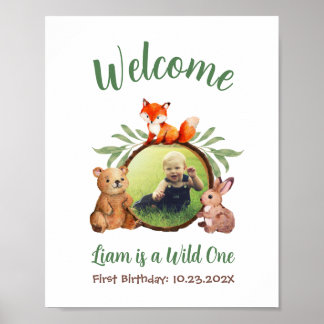 Animaux mignons en bois Photo Wild One Affiche de 