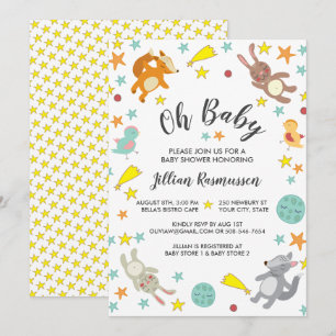 Animaux mignons Invitation Baby shower étoile et l