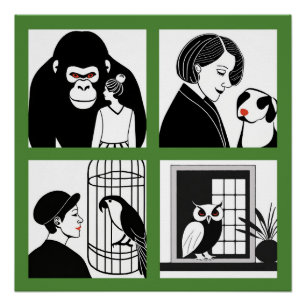 Animaux Quartet Glossy Poster