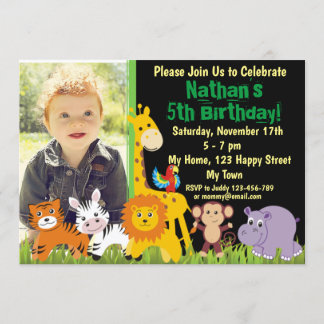 Animaux Safari Animaux Jungle invitation anniversa