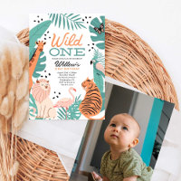 Animaux Safari modernes Wild One Photo Invitation