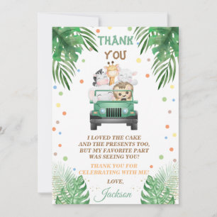 Animaux Safari Wild One Carte de remerciements